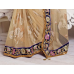 Tremendous Beige Colored Embroidered Net Saree